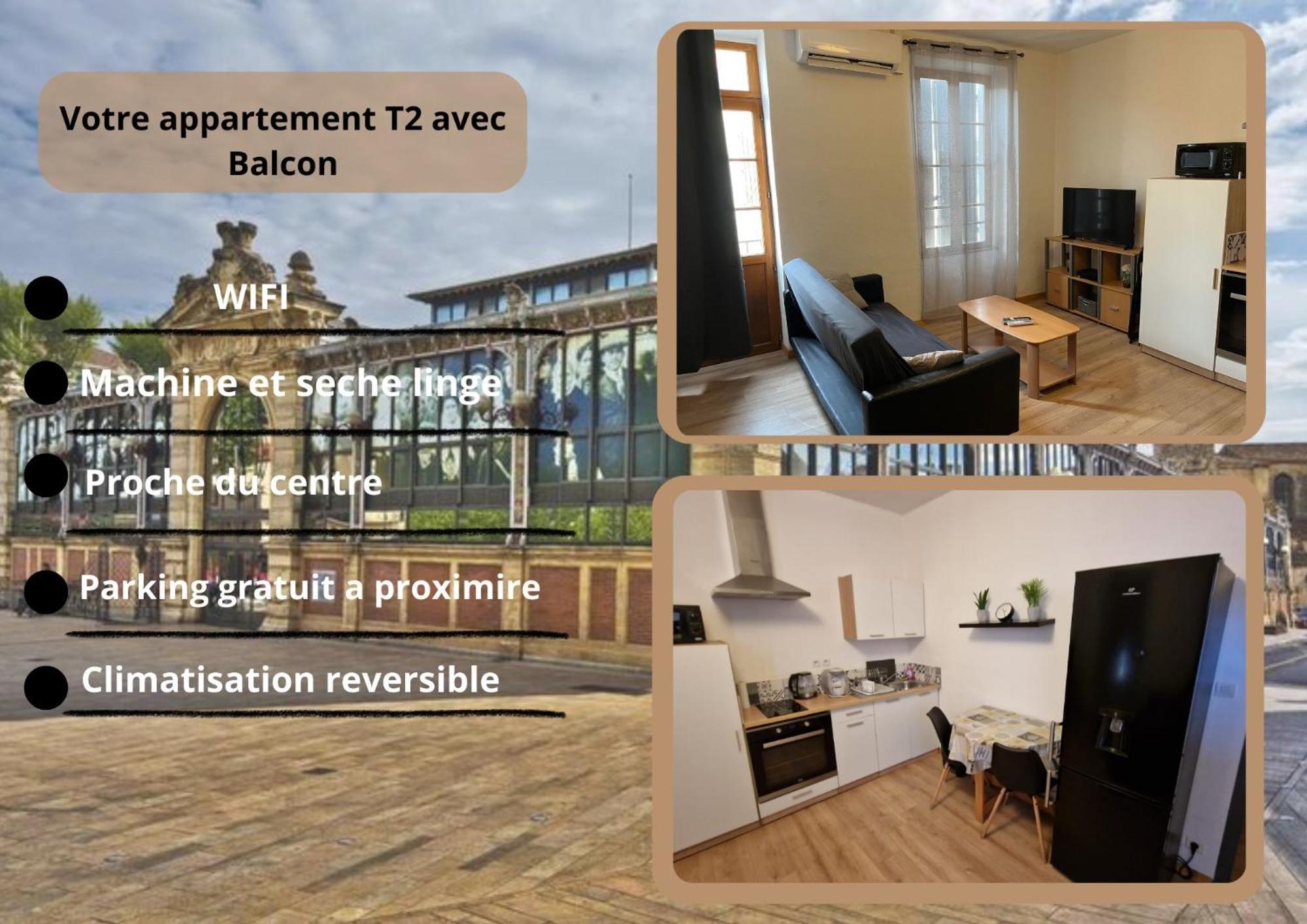 Appartement T2 Avec Balcon Proche Centre-Ville Narbonne Luaran gambar